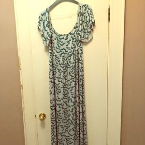 Rachael pally teal and cream color maxi